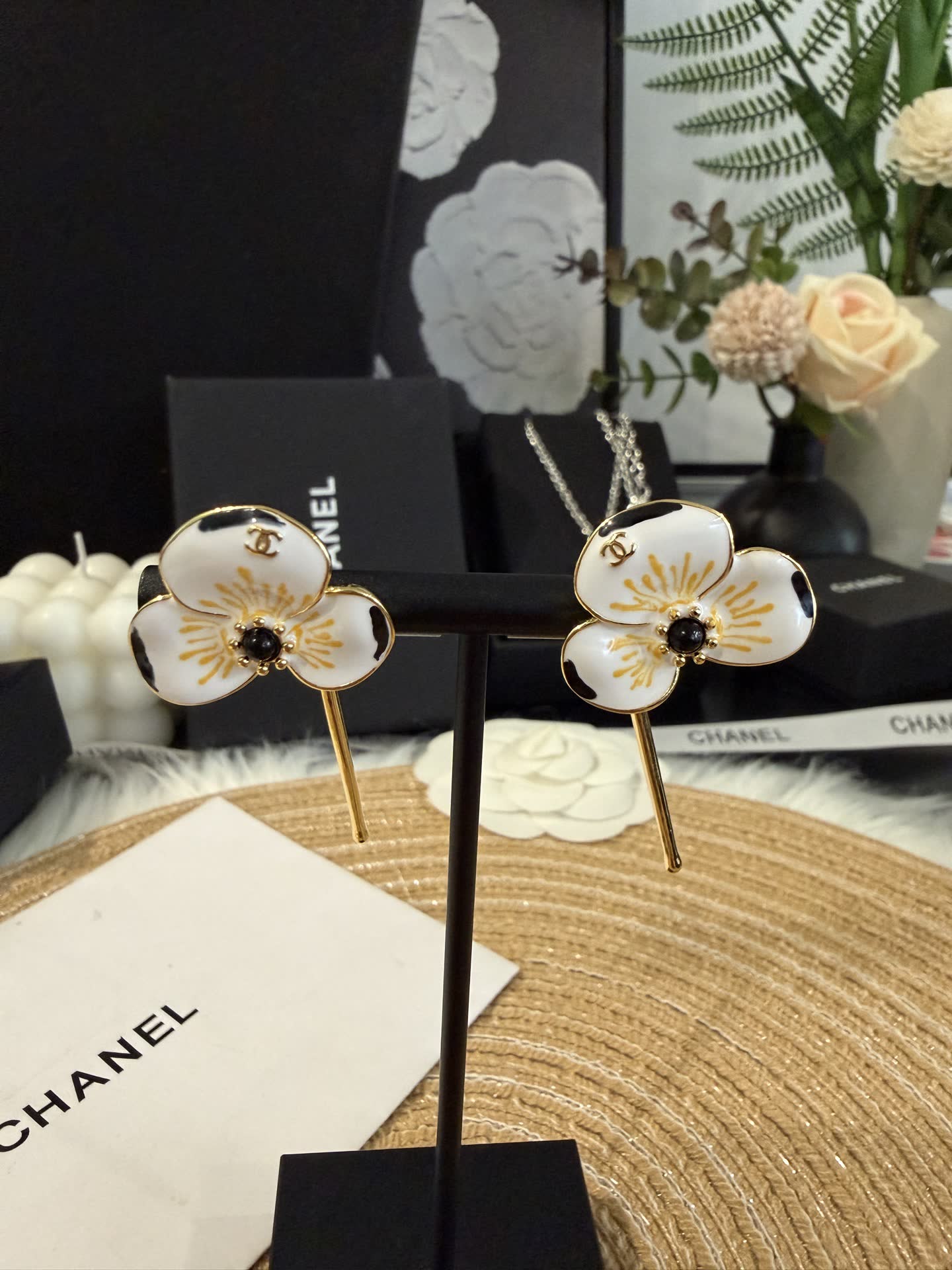 Chanel Enamel Flower Hair Pins